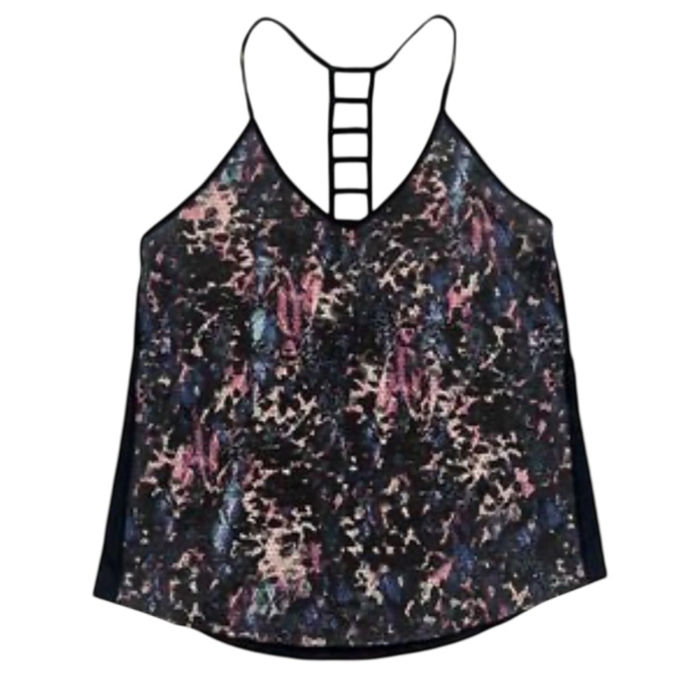 Lululemon Women's Black Floral Breezy Singlet  Tank Top. size 10